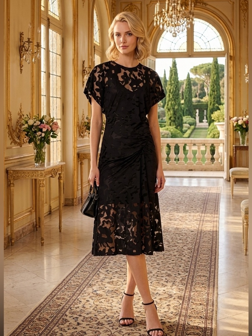New BOSS Ebuna Floral Semi Sheer Dress
